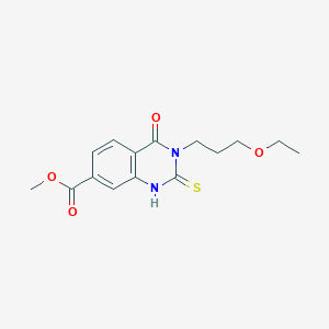 molecular formula C15H18N2O4S B4640715 methyl 3-(3-ethoxypropyl)-4-oxo-2-thioxo-1,2,3,4-tetrahydro-7-quinazolinecarboxylate 