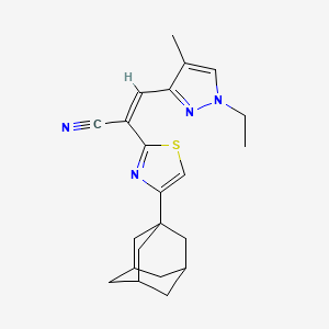 molecular formula C22H26N4S B4640739 2-[4-(1-adamantyl)-1,3-thiazol-2-yl]-3-(1-ethyl-4-methyl-1H-pyrazol-3-yl)acrylonitrile 