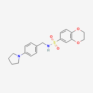 molecular formula C19H22N2O4S B4640817 N-[4-(1-pyrrolidinyl)benzyl]-2,3-dihydro-1,4-benzodioxine-6-sulfonamide 