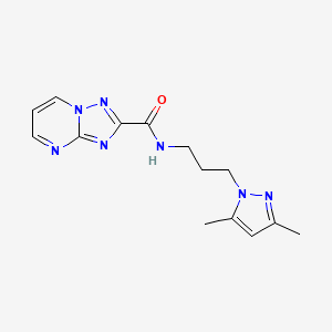 molecular formula C14H17N7O B4640856 N-[3-(3,5-dimethyl-1H-pyrazol-1-yl)propyl][1,2,4]triazolo[1,5-a]pyrimidine-2-carboxamide 