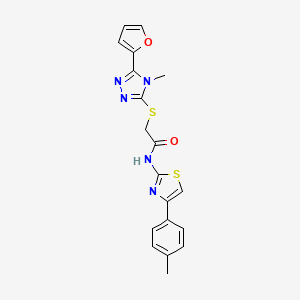 molecular formula C19H17N5O2S2 B4640859 2-{[5-(2-furyl)-4-methyl-4H-1,2,4-triazol-3-yl]thio}-N-[4-(4-methylphenyl)-1,3-thiazol-2-yl]acetamide 