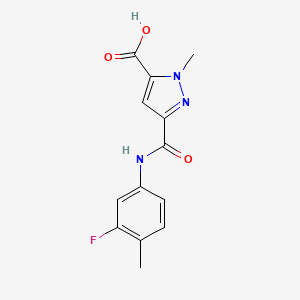 molecular formula C13H12FN3O3 B4640866 3-{[(3-fluoro-4-methylphenyl)amino]carbonyl}-1-methyl-1H-pyrazole-5-carboxylic acid 