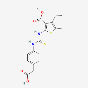 molecular formula C18H20N2O4S2 B4640877 {4-[({[4-ethyl-3-(methoxycarbonyl)-5-methyl-2-thienyl]amino}carbonothioyl)amino]phenyl}acetic acid 