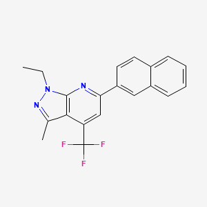 molecular formula C20H16F3N3 B4640887 1-ethyl-3-methyl-6-(2-naphthyl)-4-(trifluoromethyl)-1H-pyrazolo[3,4-b]pyridine 