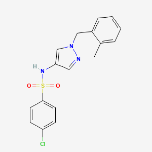 molecular formula C17H16ClN3O2S B4640902 4-chloro-N-[1-(2-methylbenzyl)-1H-pyrazol-4-yl]benzenesulfonamide 