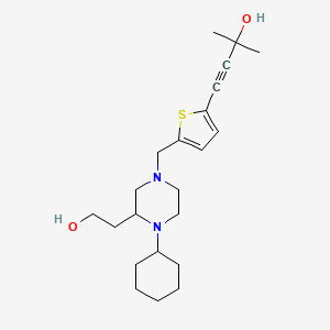 molecular formula C22H34N2O2S B4640904 4-(5-{[4-cyclohexyl-3-(2-hydroxyethyl)-1-piperazinyl]methyl}-2-thienyl)-2-methyl-3-butyn-2-ol 