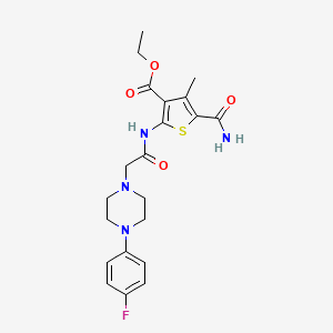 molecular formula C21H25FN4O4S B4640917 ethyl 5-(aminocarbonyl)-2-({[4-(4-fluorophenyl)-1-piperazinyl]acetyl}amino)-4-methyl-3-thiophenecarboxylate 
