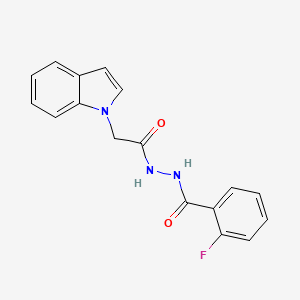 molecular formula C17H14FN3O2 B4640955 2-fluoro-N'-(1H-indol-1-ylacetyl)benzohydrazide 