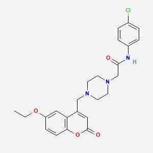 molecular formula C24H26ClN3O4 B4640962 N-(4-chlorophenyl)-2-{4-[(6-ethoxy-2-oxo-2H-chromen-4-yl)methyl]-1-piperazinyl}acetamide 