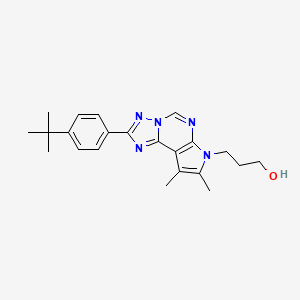 molecular formula C22H27N5O B4640964 3-[2-(4-tert-butylphenyl)-8,9-dimethyl-7H-pyrrolo[3,2-e][1,2,4]triazolo[1,5-c]pyrimidin-7-yl]-1-propanol 