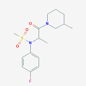 molecular formula C16H23FN2O3S B4640976 N-(4-fluorophenyl)-N-[1-methyl-2-(3-methyl-1-piperidinyl)-2-oxoethyl]methanesulfonamide 