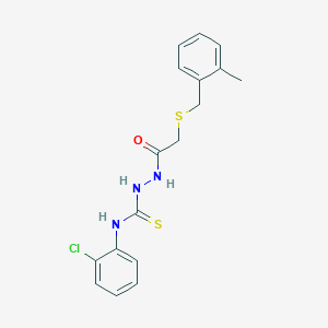 molecular formula C17H18ClN3OS2 B4641031 N-(2-chlorophenyl)-2-{[(2-methylbenzyl)thio]acetyl}hydrazinecarbothioamide 