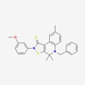 molecular formula C27H26N2OS2 B4641044 5-benzyl-2-(3-methoxyphenyl)-4,4,8-trimethyl-4,5-dihydroisothiazolo[5,4-c]quinoline-1(2H)-thione 
