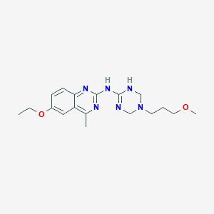 molecular formula C18H26N6O2 B4641068 6-ethoxy-N-[5-(3-methoxypropyl)-1,4,5,6-tetrahydro-1,3,5-triazin-2-yl]-4-methylquinazolin-2-amine 