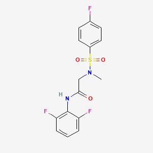 molecular formula C15H13F3N2O3S B4641100 N~1~-(2,6-difluorophenyl)-N~2~-[(4-fluorophenyl)sulfonyl]-N~2~-methylglycinamide 