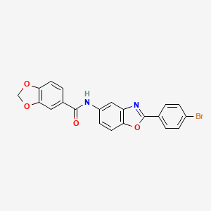 molecular formula C21H13BrN2O4 B4641109 N-[2-(4-bromophenyl)-1,3-benzoxazol-5-yl]-1,3-benzodioxole-5-carboxamide 