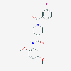 molecular formula C21H23FN2O4 B4641126 N-(2,5-dimethoxyphenyl)-1-(3-fluorobenzoyl)-4-piperidinecarboxamide 