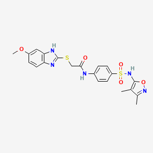 molecular formula C21H21N5O5S2 B4641140 N-(4-{[(3,4-dimethyl-5-isoxazolyl)amino]sulfonyl}phenyl)-2-[(6-methoxy-1H-benzimidazol-2-yl)thio]acetamide 
