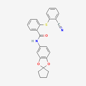 molecular formula C25H20N2O3S B4641180 2-[(2-cyanophenyl)thio]-N-spiro[1,3-benzodioxole-2,1'-cyclopentan]-5-ylbenzamide 