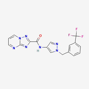 molecular formula C17H12F3N7O B4641208 N-{1-[3-(trifluoromethyl)benzyl]-1H-pyrazol-4-yl}[1,2,4]triazolo[1,5-a]pyrimidine-2-carboxamide 