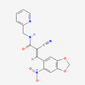 molecular formula C17H12N4O5 B4641357 2-cyano-3-(6-nitro-1,3-benzodioxol-5-yl)-N-(2-pyridinylmethyl)acrylamide 