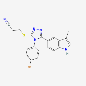 molecular formula C21H18BrN5S B4641383 3-{[4-(4-bromophenyl)-5-(2,3-dimethyl-1H-indol-5-yl)-4H-1,2,4-triazol-3-yl]thio}propanenitrile 