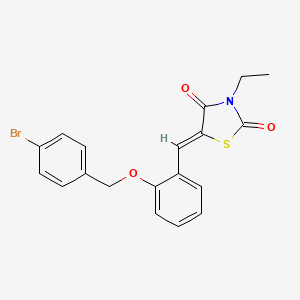 molecular formula C19H16BrNO3S B4641435 5-{2-[(4-bromobenzyl)oxy]benzylidene}-3-ethyl-1,3-thiazolidine-2,4-dione 