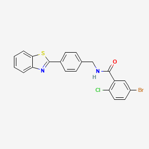 molecular formula C21H14BrClN2OS B4641441 N-[4-(1,3-benzothiazol-2-yl)benzyl]-5-bromo-2-chlorobenzamide 