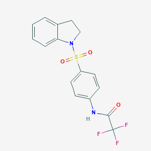 molecular formula C16H13F3N2O3S B464145 N-[4-(2,3-dihydro-1H-indol-1-ylsulfonyl)phenyl]-2,2,2-trifluoroacetamide CAS No. 314764-29-9