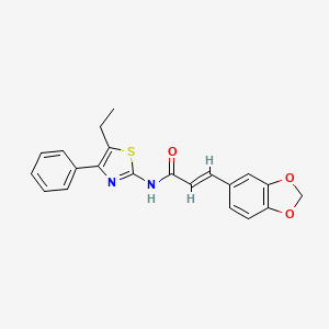 molecular formula C21H18N2O3S B4641451 3-(1,3-benzodioxol-5-yl)-N-(5-ethyl-4-phenyl-1,3-thiazol-2-yl)acrylamide 