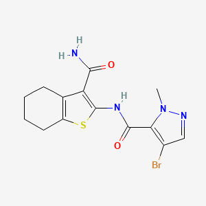 molecular formula C14H15BrN4O2S B4641503 N-[3-(aminocarbonyl)-4,5,6,7-tetrahydro-1-benzothien-2-yl]-4-bromo-1-methyl-1H-pyrazole-5-carboxamide 