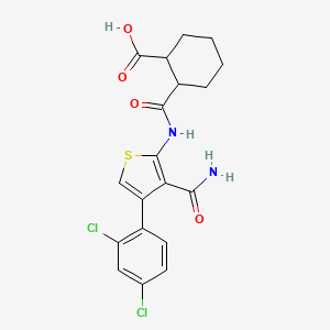 molecular formula C19H18Cl2N2O4S B4641520 2-({[3-(aminocarbonyl)-4-(2,4-dichlorophenyl)-2-thienyl]amino}carbonyl)cyclohexanecarboxylic acid 