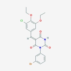 molecular formula C21H18BrClN2O5 B4641565 1-(3-bromophenyl)-5-(3-chloro-4,5-diethoxybenzylidene)-2,4,6(1H,3H,5H)-pyrimidinetrione 