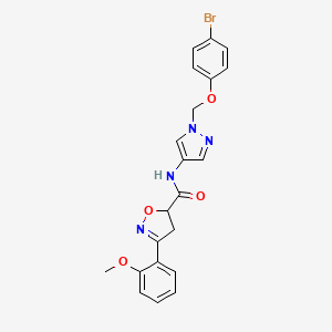 molecular formula C21H19BrN4O4 B4641600 N-{1-[(4-bromophenoxy)methyl]-1H-pyrazol-4-yl}-3-(2-methoxyphenyl)-4,5-dihydro-5-isoxazolecarboxamide 
