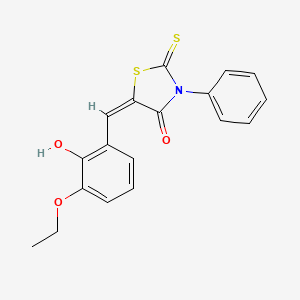 molecular formula C18H15NO3S2 B4641619 5-(3-ethoxy-2-hydroxybenzylidene)-3-phenyl-2-thioxo-1,3-thiazolidin-4-one 