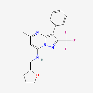 molecular formula C19H19F3N4O B4641636 5-methyl-3-phenyl-N-(tetrahydro-2-furanylmethyl)-2-(trifluoromethyl)pyrazolo[1,5-a]pyrimidin-7-amine 