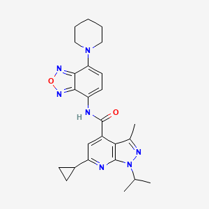 molecular formula C25H29N7O2 B4641638 6-cyclopropyl-1-isopropyl-3-methyl-N-[7-(1-piperidinyl)-2,1,3-benzoxadiazol-4-yl]-1H-pyrazolo[3,4-b]pyridine-4-carboxamide 