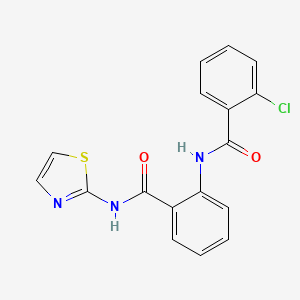 molecular formula C17H12ClN3O2S B4641642 2-chloro-N-{2-[(1,3-thiazol-2-ylamino)carbonyl]phenyl}benzamide 