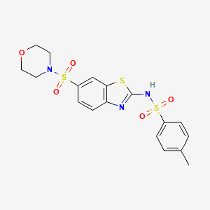 molecular formula C18H19N3O5S3 B4641674 4-methyl-N-[6-(4-morpholinylsulfonyl)-1,3-benzothiazol-2-yl]benzenesulfonamide 