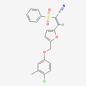 molecular formula C21H16ClNO4S B4641692 3-{5-[(4-chloro-3-methylphenoxy)methyl]-2-furyl}-2-(phenylsulfonyl)acrylonitrile 