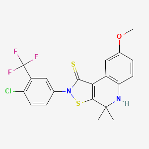 molecular formula C20H16ClF3N2OS2 B4641700 2-[4-chloro-3-(trifluoromethyl)phenyl]-8-methoxy-4,4-dimethyl-4,5-dihydroisothiazolo[5,4-c]quinoline-1(2H)-thione 