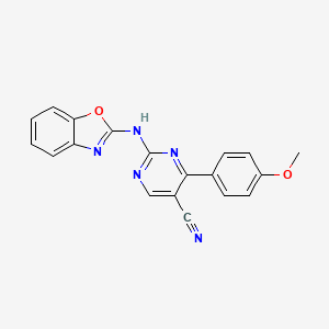 molecular formula C19H13N5O2 B4641715 2-(1,3-benzoxazol-2-ylamino)-4-(4-methoxyphenyl)-5-pyrimidinecarbonitrile 