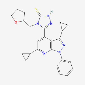 molecular formula C25H26N6OS B4641755 5-(3,6-dicyclopropyl-1-phenyl-1H-pyrazolo[3,4-b]pyridin-4-yl)-4-(tetrahydro-2-furanylmethyl)-4H-1,2,4-triazole-3-thiol 