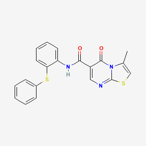 molecular formula C20H15N3O2S2 B4641791 3-methyl-5-oxo-N-[2-(phenylthio)phenyl]-5H-[1,3]thiazolo[3,2-a]pyrimidine-6-carboxamide 