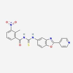molecular formula C21H15N5O4S B4641846 2-methyl-3-nitro-N-({[2-(4-pyridinyl)-1,3-benzoxazol-5-yl]amino}carbonothioyl)benzamide 