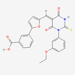 molecular formula C24H18N2O6S B4641875 3-(5-{[1-(3-ethoxyphenyl)-4,6-dioxo-2-thioxotetrahydro-5(2H)-pyrimidinylidene]methyl}-2-furyl)benzoic acid 
