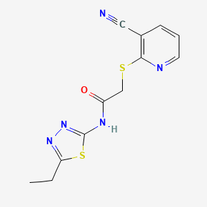 molecular formula C12H11N5OS2 B4641880 2-[(3-cyano-2-pyridinyl)thio]-N-(5-ethyl-1,3,4-thiadiazol-2-yl)acetamide 