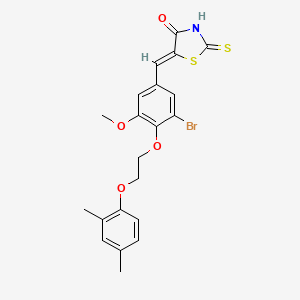 molecular formula C21H20BrNO4S2 B4641911 5-{3-bromo-4-[2-(2,4-dimethylphenoxy)ethoxy]-5-methoxybenzylidene}-2-thioxo-1,3-thiazolidin-4-one 