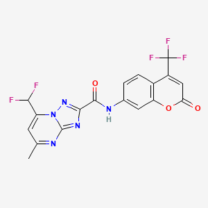 molecular formula C18H10F5N5O3 B4641915 7-(difluoromethyl)-5-methyl-N-[2-oxo-4-(trifluoromethyl)-2H-chromen-7-yl][1,2,4]triazolo[1,5-a]pyrimidine-2-carboxamide 
