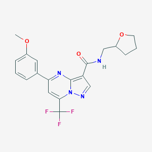 molecular formula C20H19F3N4O3 B464192 5-(3-methoxyphenyl)-N-(2-oxolanylmethyl)-7-(trifluoromethyl)-3-pyrazolo[1,5-a]pyrimidinecarboxamide CAS No. 496031-95-9